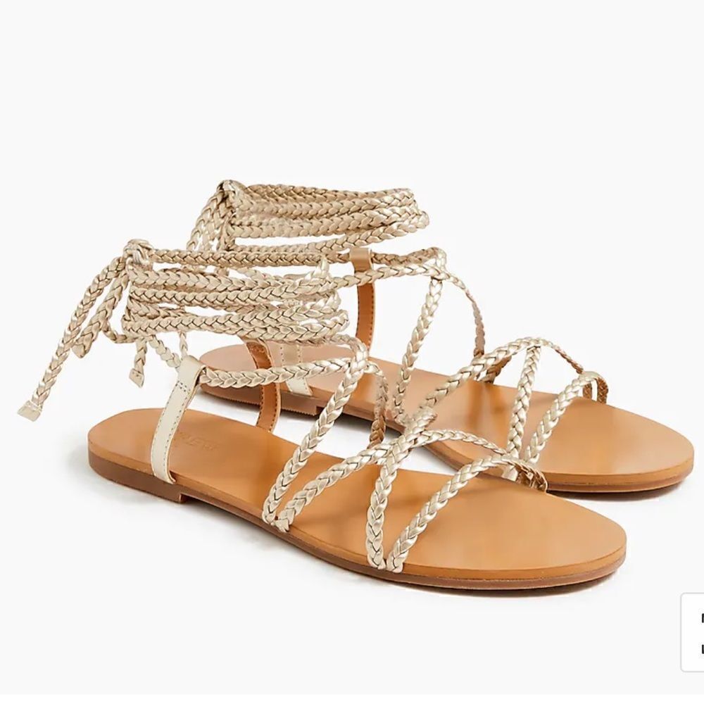 J.Crew Factory Braided Ankle-Wrap Sandals